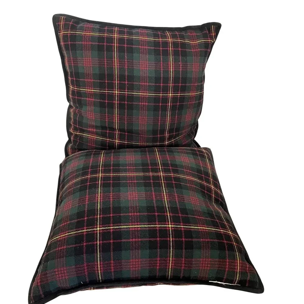 Lauren Ralph Lauren Plaid Throw Pillows Rare Down Insert Wool Blend Covers 18